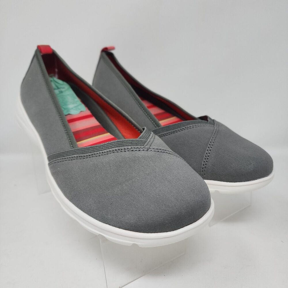 Lands End Shoes Womens 9 Grey Gatas Slip On Comfort Cushioned Flats
